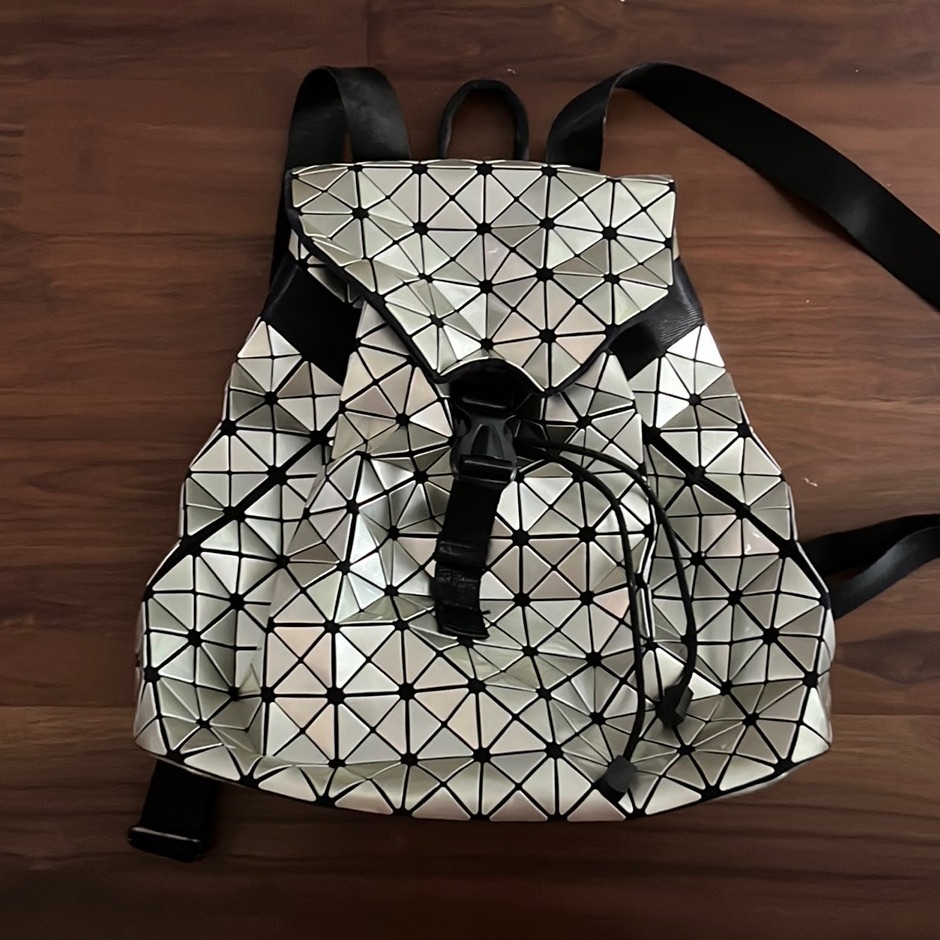Silver Geometric Pattern Backpack